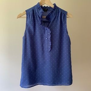 J. Crew Ruffle Collar Polka Dot Tank Top